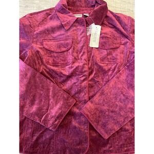 Chicos Velvet Corduroy Jacquard Blazer Jacket Mulled‎ Wine  Chico's Size 2